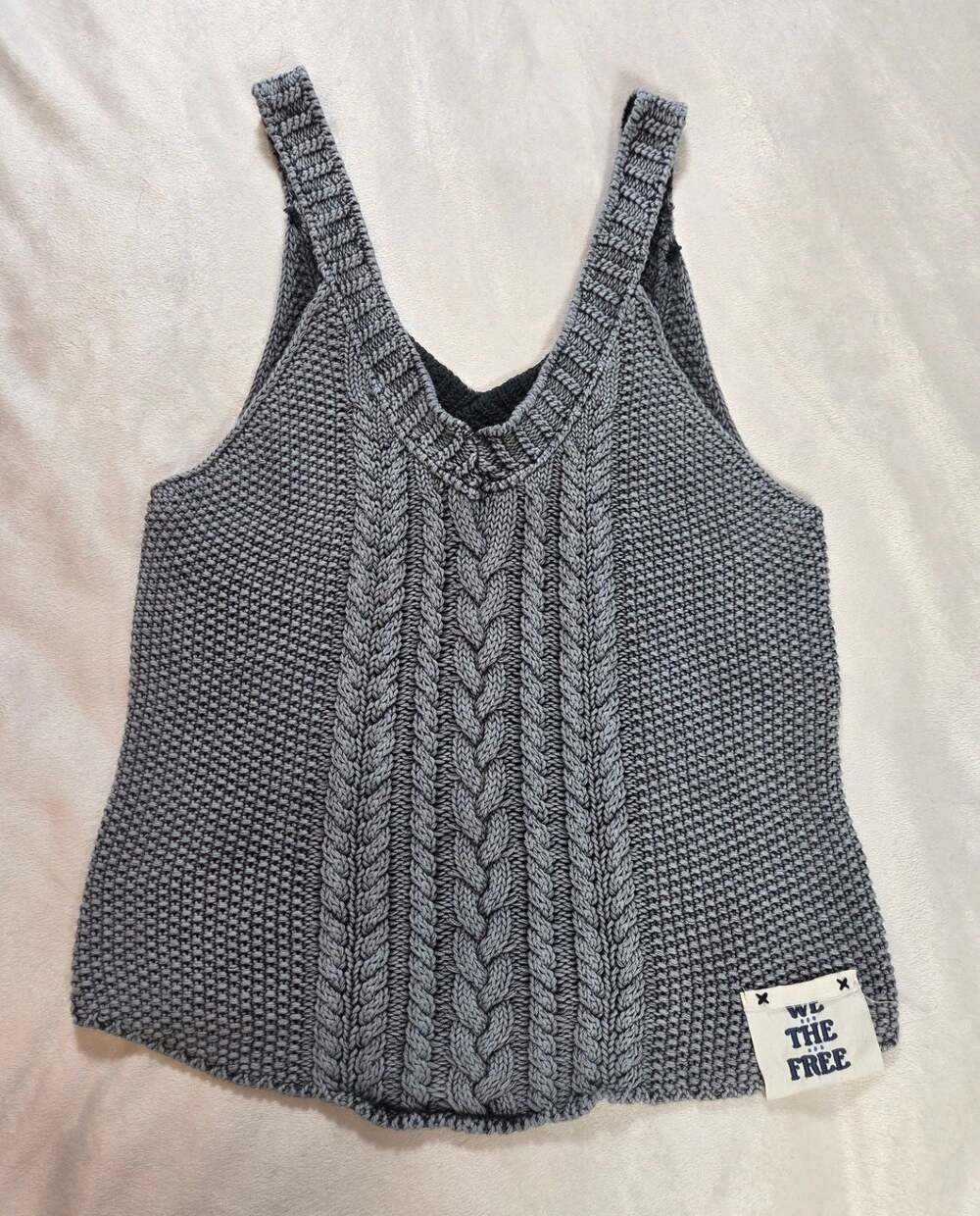 We The Free High Tide 100% Cotton Cable Knit Tank Top, Size L